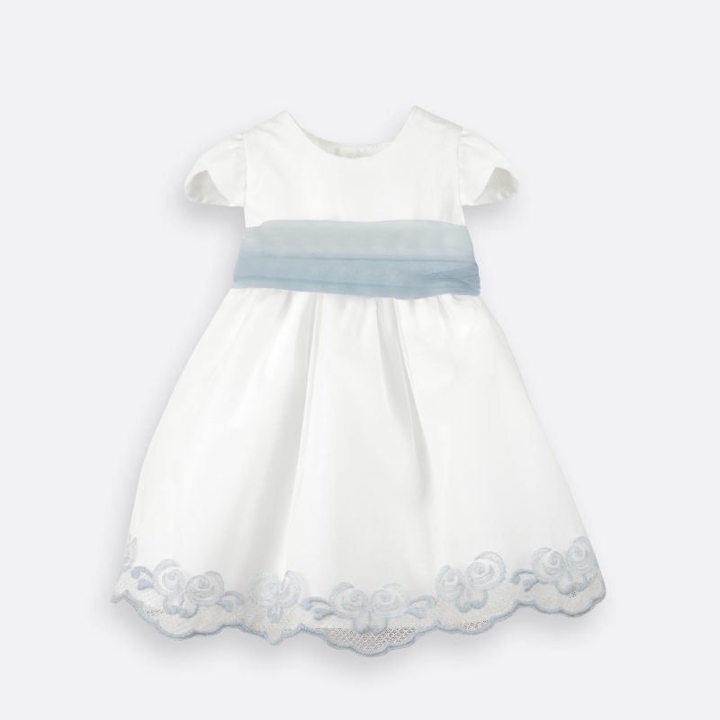 vestido bebe bordado azul