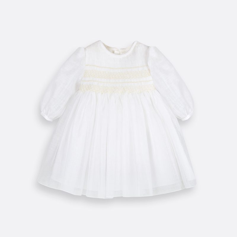 vestido bebe punto smock manga larga