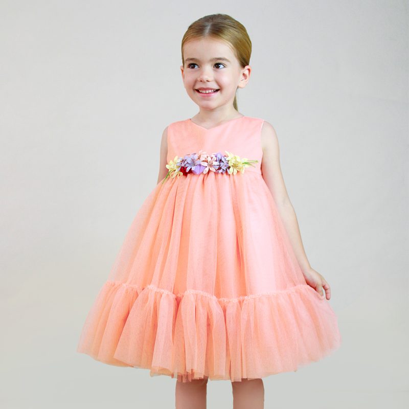 vestido niña tul mandarina